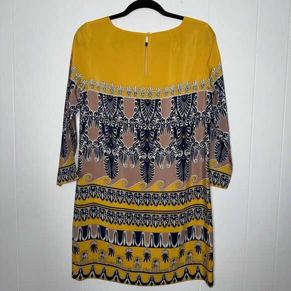 J. Crew Women’s Jules Shift Dress Scroll Print Yellow Size 4 - Picture 2 of 5